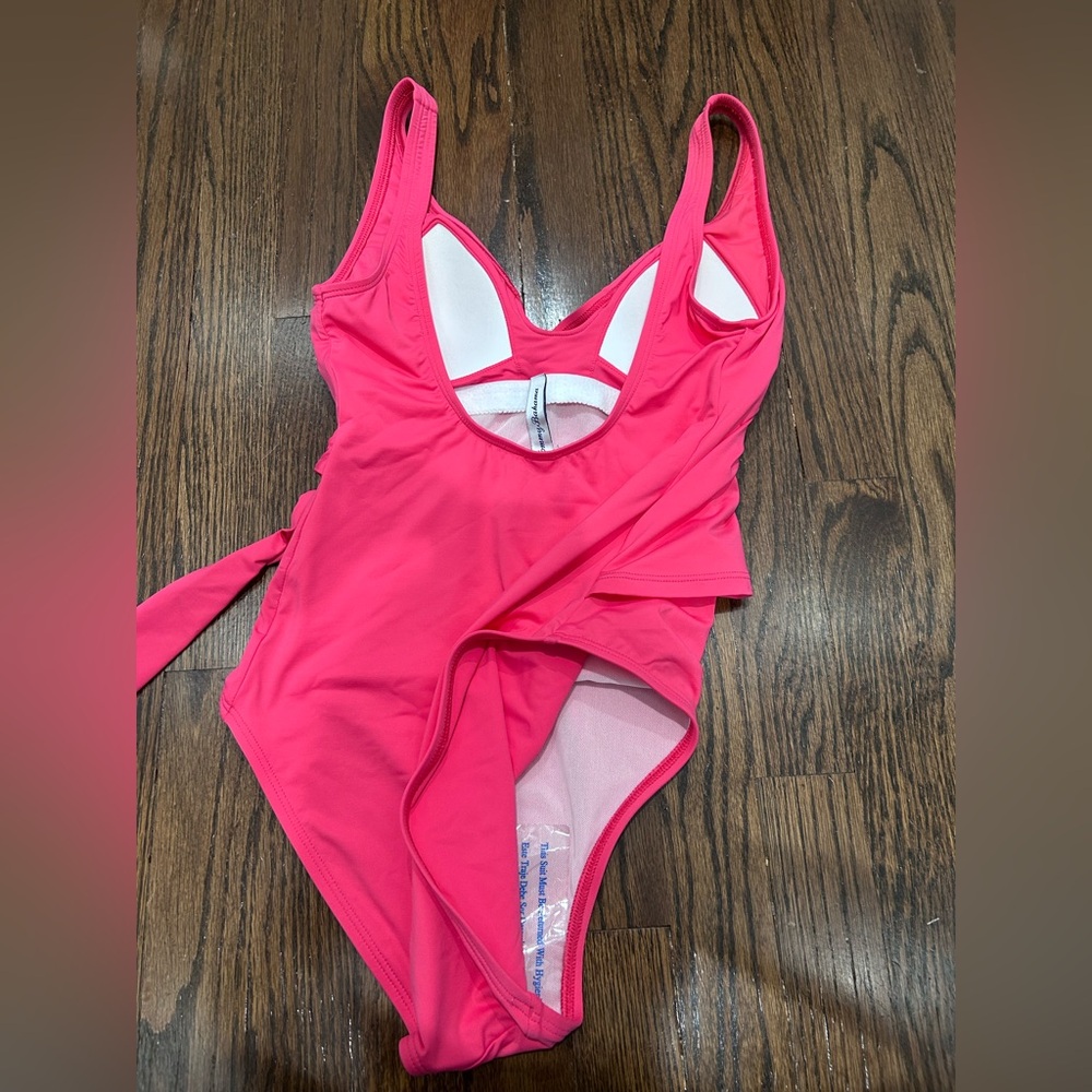 New Tommy Bahama Tie Front Wrap One-Piece Swimsuit in Coral Coast Pink - Picture 9 of 9